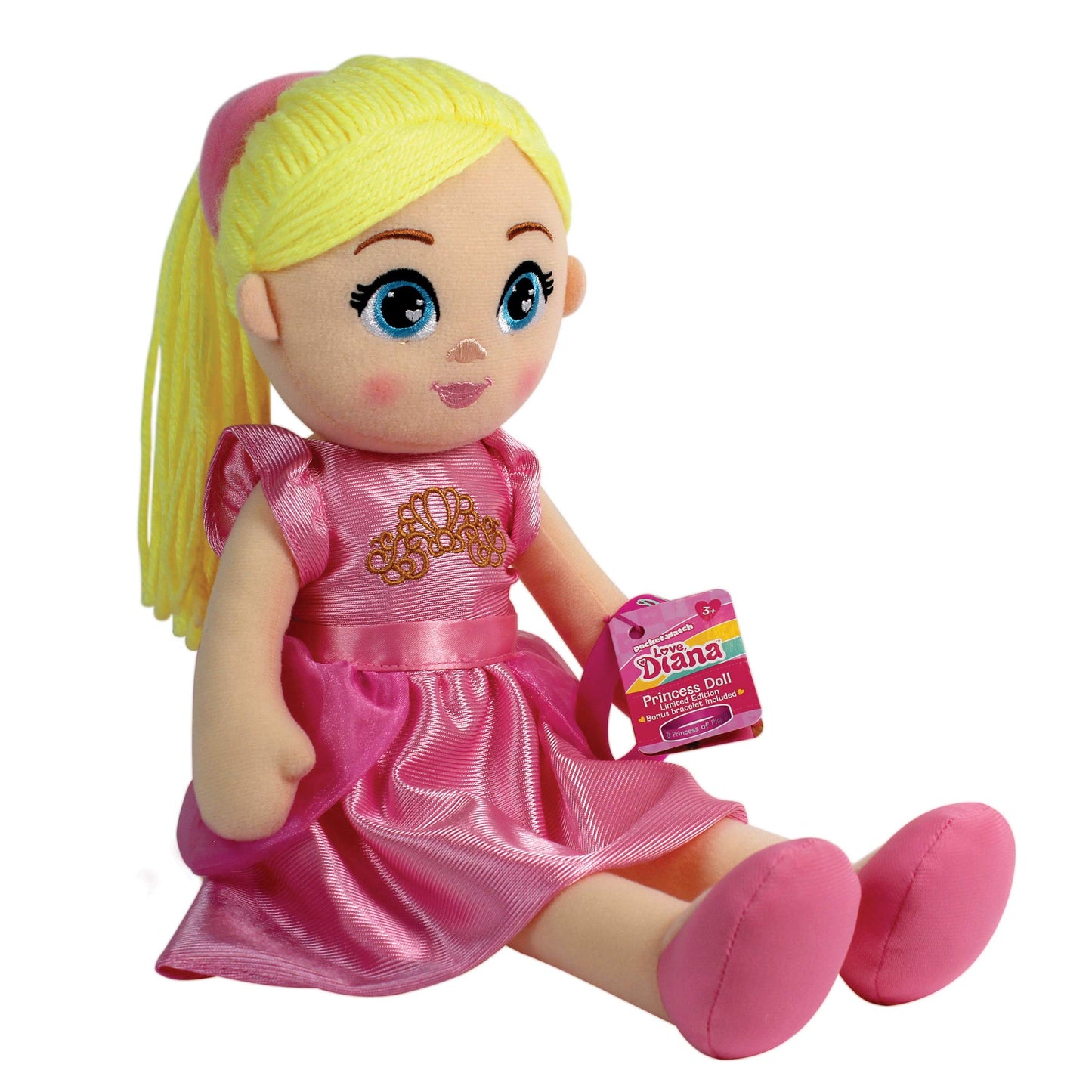 Love Diana Pink Princess Doll, 15 Inch Plush, Polyester Material, Model 193014003300