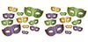 Beistle 22 Piece Mardi Gras Decorations Masquerade Mask Paper Cut Outs, 6.25 - 18.25, Green/Gold/Purple