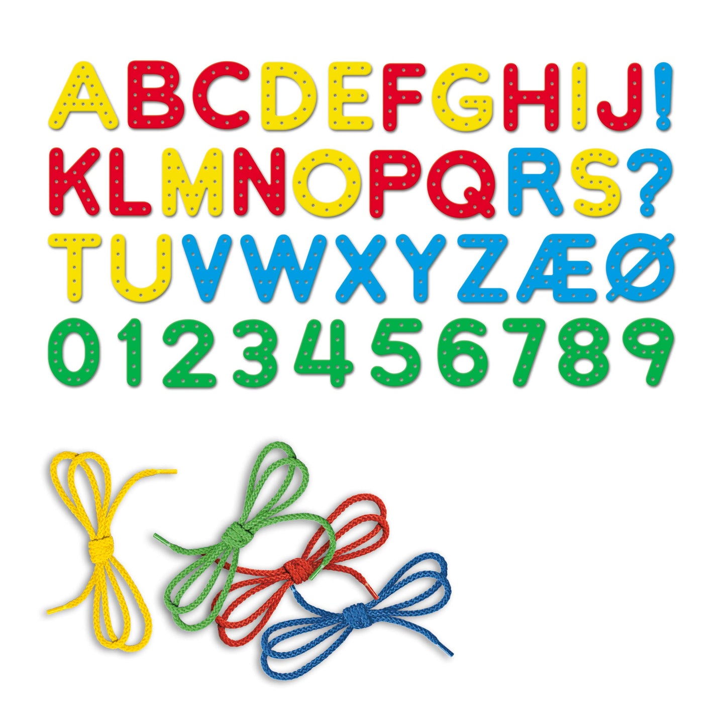 Quercetti Play Montessori Toys - Lacing ABC + 123-53-Piece Set Includes Numbers, Letters, Laces and Coloring Book to Help Kids D