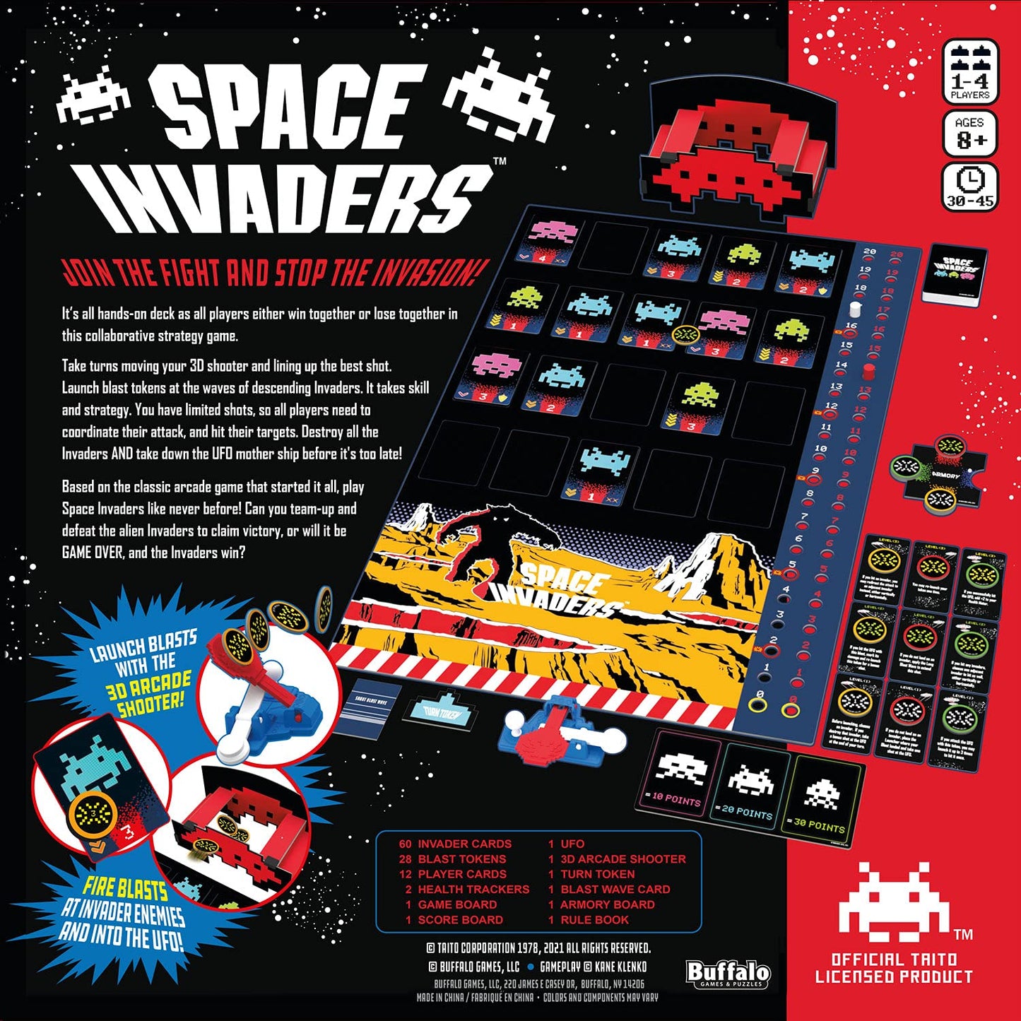 Buffalo Games - Space Invaders Game - Dexterity Launch Game - Great For Game Night - Cooperative Gameplay - Based On Video Game