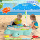 Upgraded Kids Turtle Sandbox With Lid & Adjustable Umbrella, Truck Toy & 8Pcs Sand Shovels, Sand Box With Cover, Beach Toys For