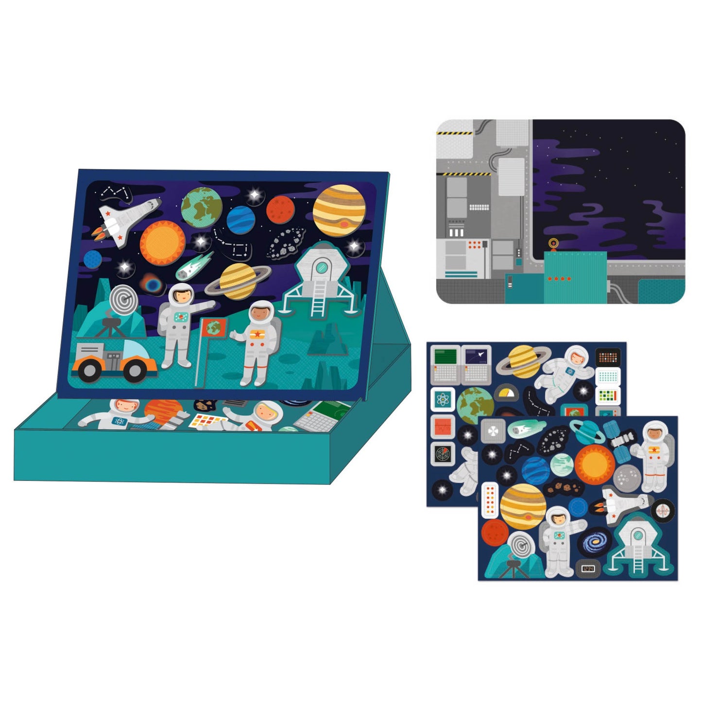 Petit Collage Magnetic Play Scene, Outer Space - Magnetic Game Board with Mix and Match Magnetic Pieces, Ideal for Ages 3+ - Inc
