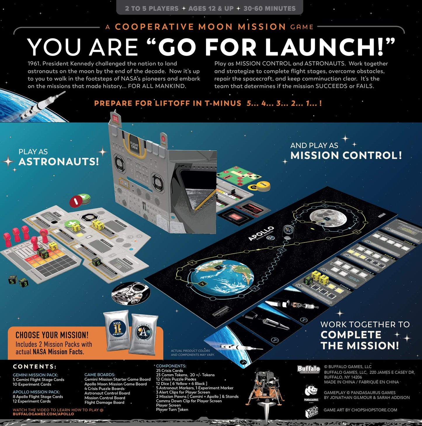 Buffalo Games Apollo NASA Long Play Strategy Game - Multicolor Cardstock - Great for Game Night (Model 258)