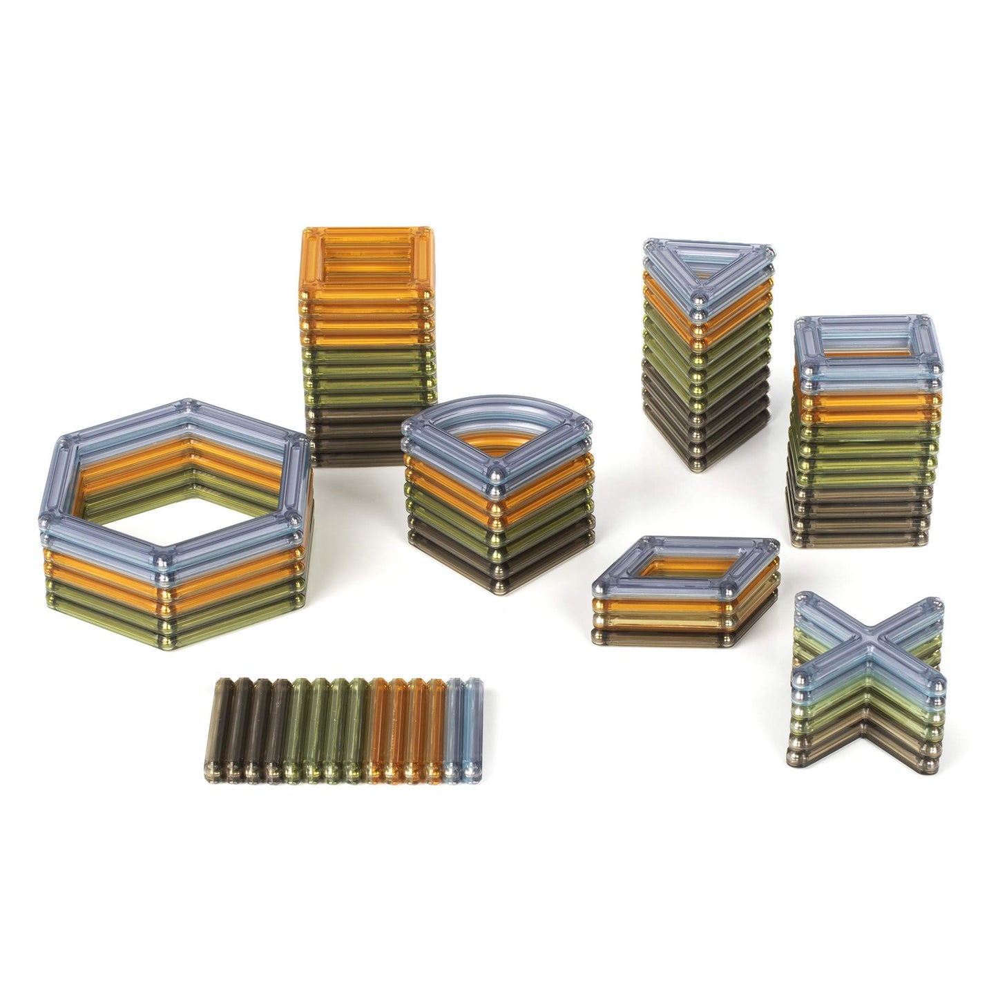 Guidecraft Powerclix Frames Natural - 74 Piece Set: Magnetic Construction Building Kit For Creative Open-Ended Play, Stem Learni