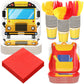 Zubebe 168 Pcs Back to School Disposable Dinnerware Set First Day of School Paper Plates and Napkins Cups Disposable Tableware P
