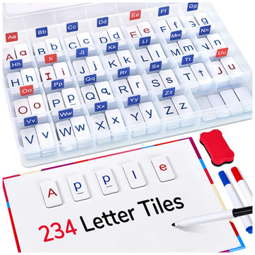 Classroom Magnetic Letter Tiles For Phonics And Spelling-Joycat 234 Foam Alphabet Tiles Magnetic Letters With Double-Side Magnet Board And Compartment Storage Case