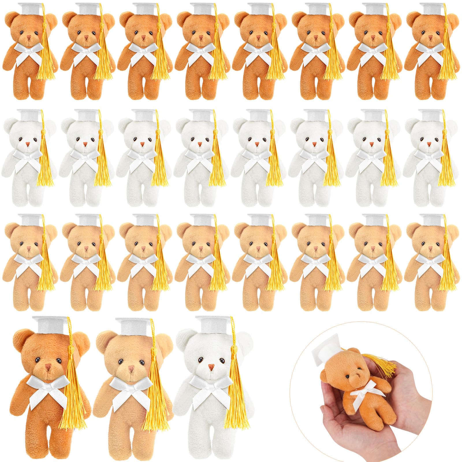 Sotiff 24 Pcs Mini Graduation Bear Plush Gift Stuffed Animal With Cap Gift For Her For Him, Class Of 2025 Graduation Present For