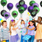 Haooryx Monster Truck Birthday Balloon - 50Pcs Green Purple Monster Truck Lightning Print Latex Balloon Kit For Kid Boy Baby Shower Happy Birthday Themed Party Decoration Photo Prop Backdrop Supply