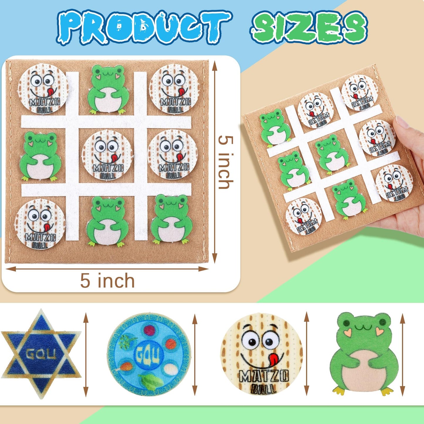 Rotatingpals 12 Set Passover Tic Tac Toe Gifts For Jewish Seder Meal Passover Party Game Pesach Mini Board Game For Kids Adults