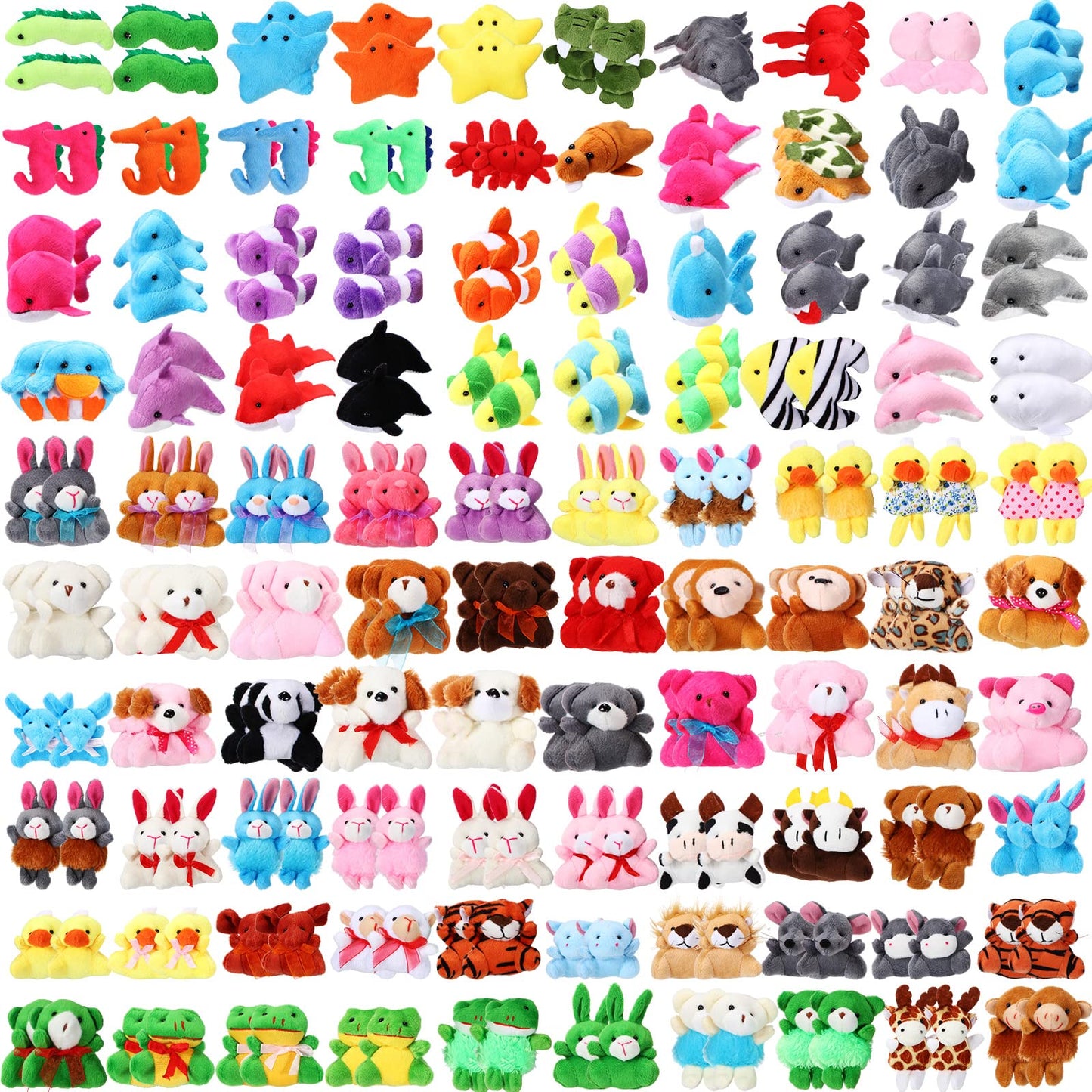 Leyndo 200 Pcs Mini Stuffed Animals Bulk Tiny Stuffed Animal Keychain Small Plush Toys For Kids Classroom Rewards Carnival Prizes Easter Egg Filter Birthday Party Favors(Mixed)