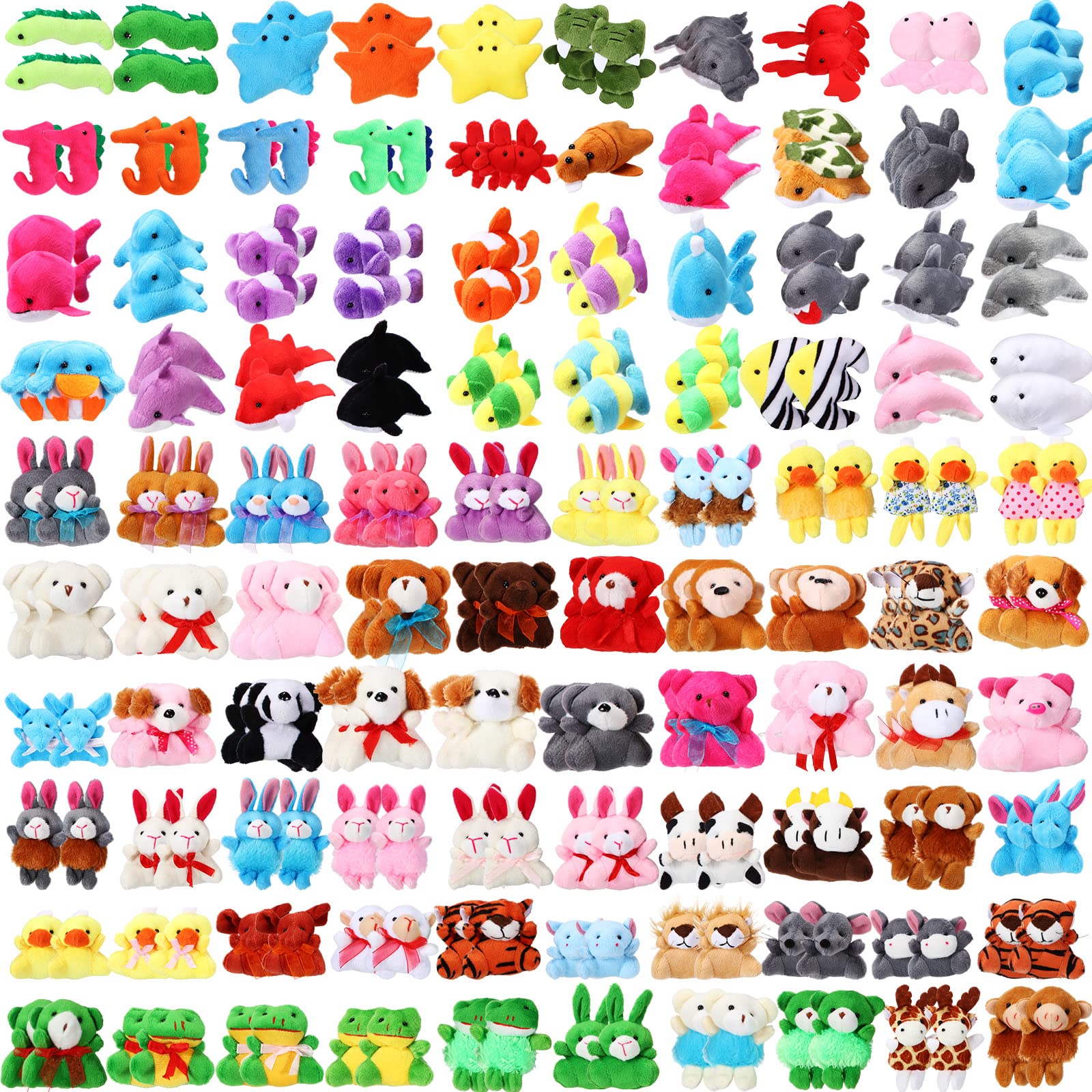 Leyndo 200 Pcs Mini Stuffed Animals Bulk Tiny Stuffed Animal Keychain Small Plush Toys For Kids Classroom Rewards Carnival Prizes Easter Egg Filter Birthday Party Favors(Mixed)