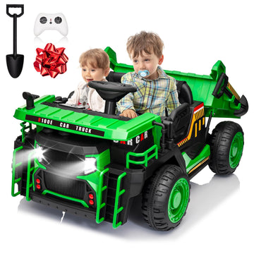 Joyracer 24V 2 Seater Ride On Dump Truck, Kids Electric Car W/2X200W Powerful Motors, Ride On Construction Vehicles W/Electric D