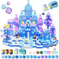 200 PCS Transparent Magnetic Blocks, Light Up Magnetic Building Block for Blue Snow Princess Castle, Frozen Magnet Cubes STEM To