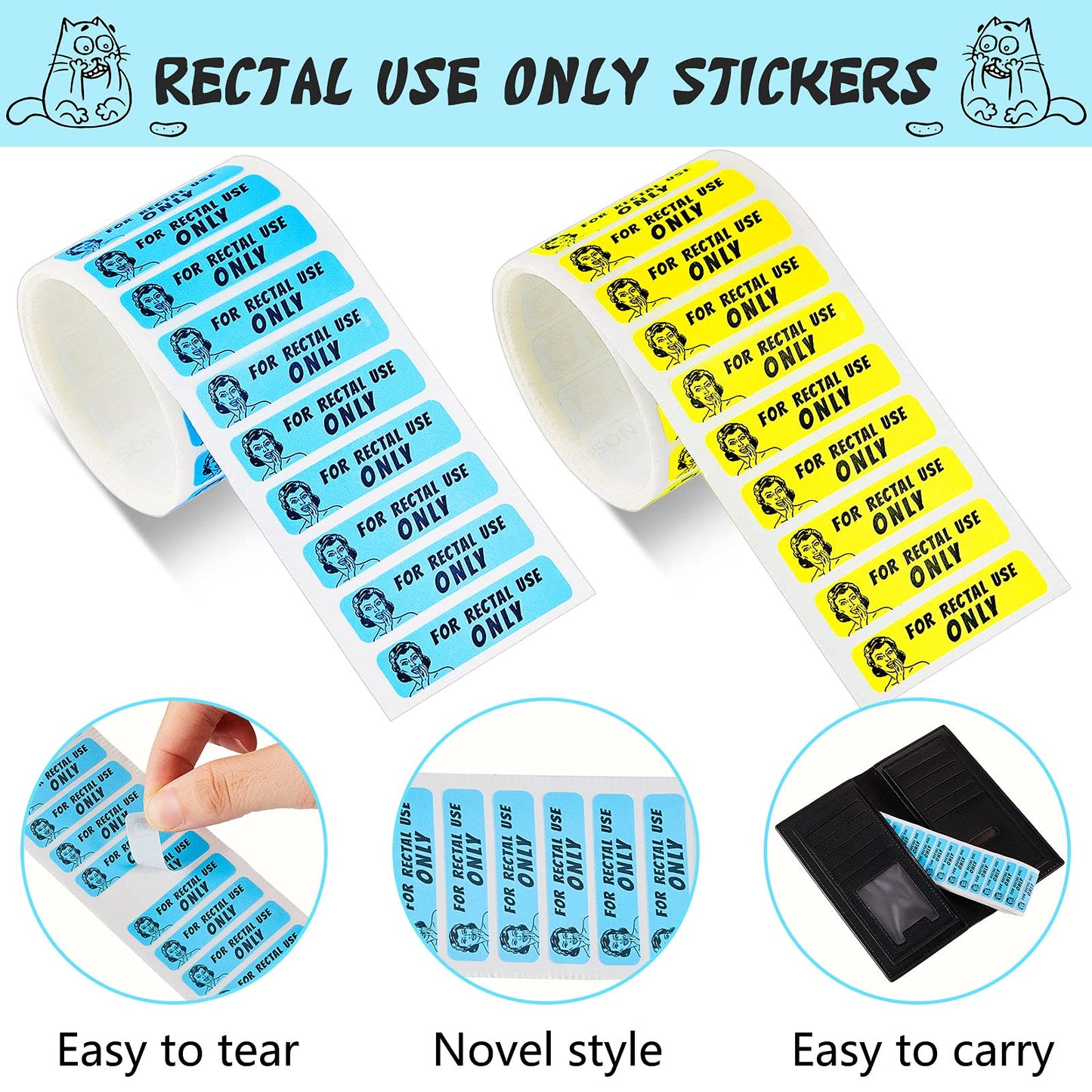 Epakh 400 Pieces Prank Stickers Funny Gag Pranks Gifts For Prank Stuff And Practical Jokes (Yellow, Blue)