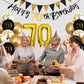 Jobkoo 70Th Birthday Decorations Men, Black Gold 70Th Birthday Party Decoration Women Golden Black 70Th Birthday Balloons 70Th C