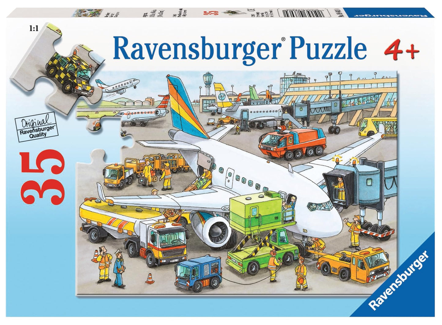 Ravensburger Busy Airport 35 Piece Jigsaw Puzzle for Kids - Engaging, Anti-Glare, Perfect Fit, White, Model 08603