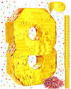 Sratte Number Piñata Birthday Piñata Decorations Gold Foil Piñata With Stick Blindfold Confetti For Boy Girl Birthday Party Decorations Anniversary Celebrations Fiesta Supplies(Number 8)