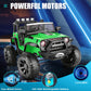 Hikole 24V 9Ah Ride On Toys With Remote Control, 2 Seater Kids Electric Car Vehicles, 3 Speeds, Led Lights, Music, Bluetooth, 24 Volt Ride On Toys For Boys, Green