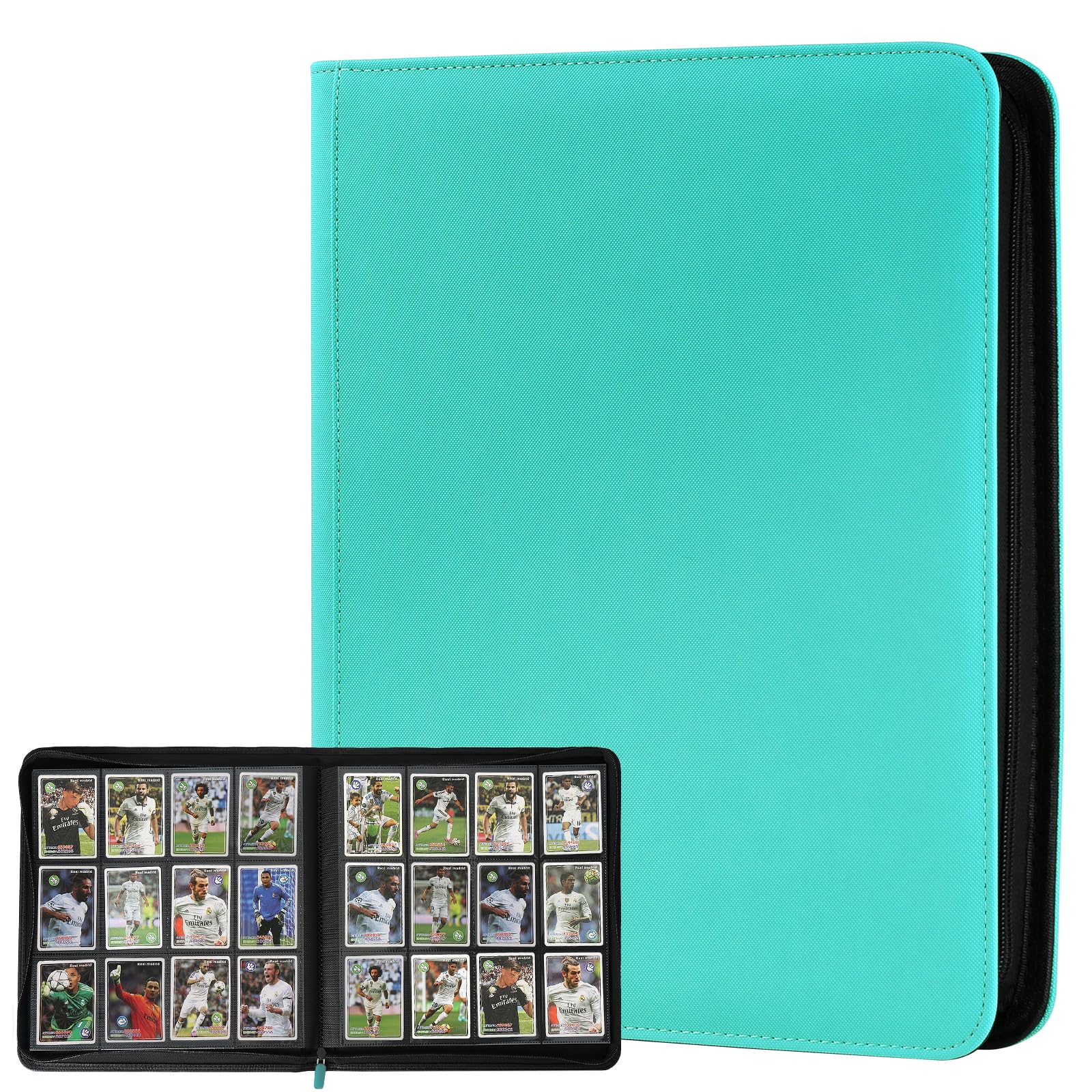 Trading Card Binder 12 Pocket  GERMUN PU Cover Card Binder for 720 Cards  enhanced Trading Card Holder Folders  Double Sided Pocket Card Album for MTG  TCG (Lake Blue)