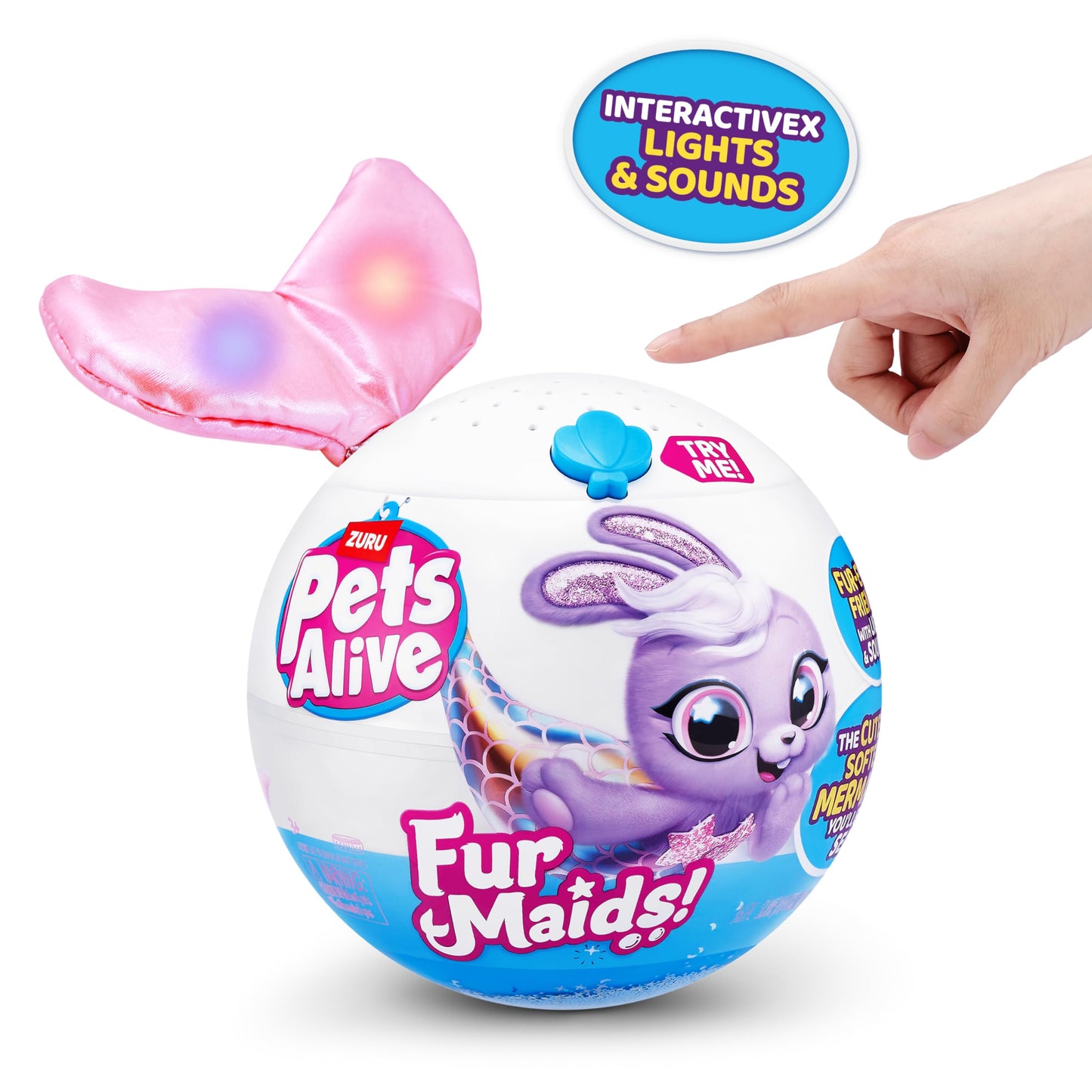 Pets Alive Furmaids By Zuru Mermaid Plush Interactive Lights Sounds Girls Toy (Pink Kitten)