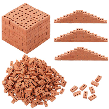 Woohome 200 PCS Mini Bricks for Landscaping  Crafts  Dollhouse and Garden Accessories - Realistic Tiny Blocks (3 Holes  Red)