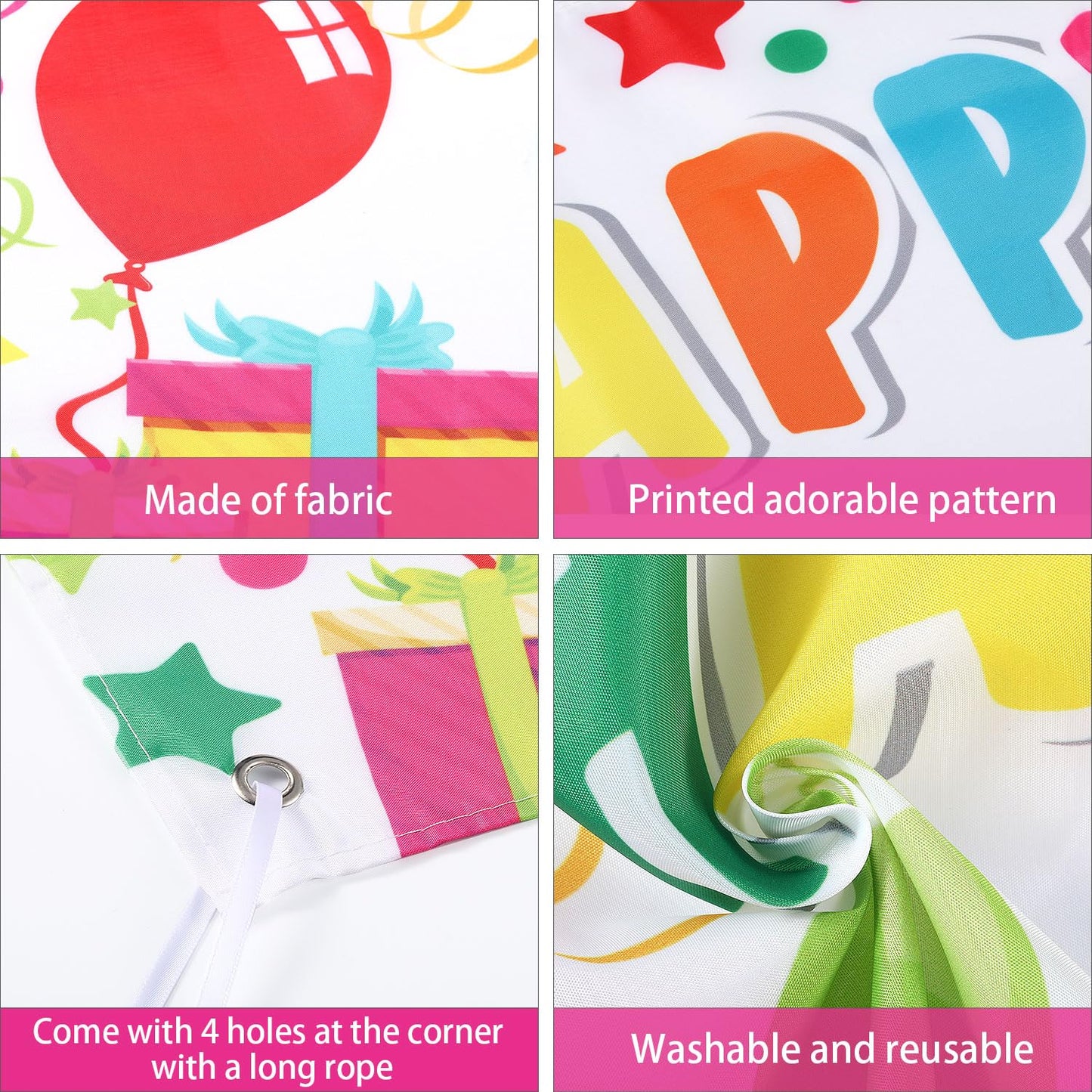 Tatuo Personalized Birthday Banner with Name DIY Colorful Happy Birthday Banner Backdrop with Alphabet Stickers Custom Name Back