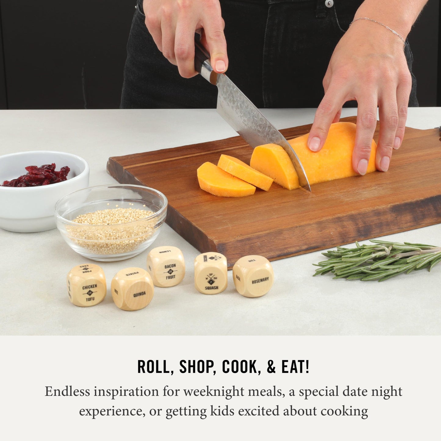 Two Tumbleweeds Foodie Dice - New Edition | Play with Your Food! | Set of 9 Dice to Inspire Creative, Seasonal Meals | Includes