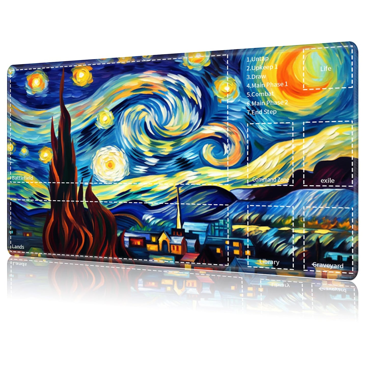 for MTG Card Playmat with Zone Game Play Mat for MTG TCG 24 x 14 inches Non-Slip Play Mat for Commander Board RPG CCG Game TCG Other Card Games/Mouse Pad-Art Moon