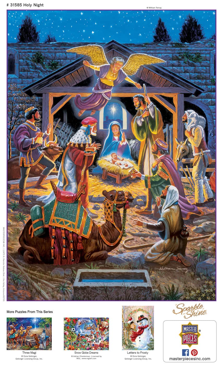 Masterpieces 500 Piece Glitter Christmas Jigsaw Puzzle - Holy Night - 15''X21''