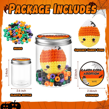 Poen Candy Corn Desk Pets Accessories Crochet Candy Corn DIY Toy Plush Handmade Doll Spooky Creepy Horror Gift Halloween Boo Basket for mature-themed Women Office School Classroom Party Decor