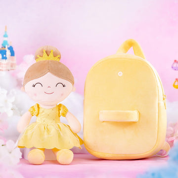 Gloveleya Toddler Backpack For Girls Kids Backpacks Soft Girl Toys Plush Baby Girl Gifts With Plush Princess Bella Doll Yellow 9'