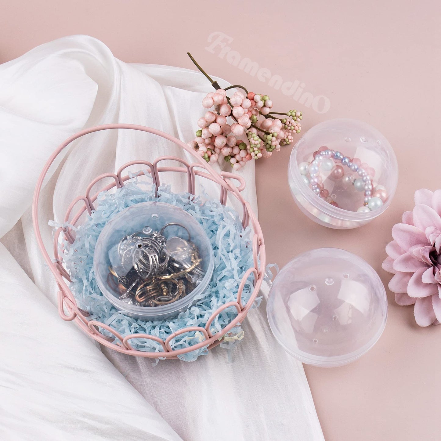 Framendino, 20 Pack 3 Inch Empty Plastic Capsules Translucent Round