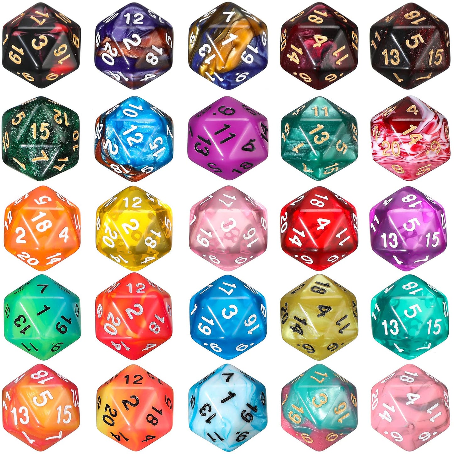 100 Pieces Polyhedral Dice Set with Black Pouch Polyhedral Dice Compatible with RPG MTG Table Games Multi Colored Assortment (20