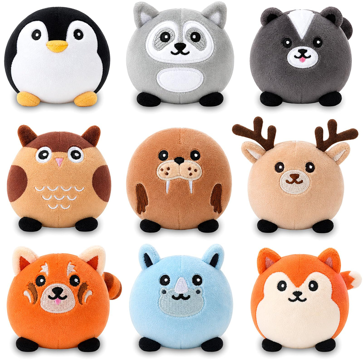 HyDren 9 Pack Mini Animal Plush Keychains, 3.2 Inch Backpack Charms
