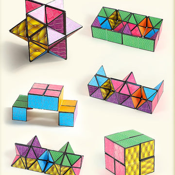 Magic Cube 2 In 1 Set Puzzle Brain Teasers Toy Geometric Brain Teaser Puzzles Geometry 3D Logic Iq Games Puzzle Cubes For Kids A