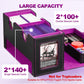 Uaono Card Deck Box For Mtg, Double Card Storage Box With 2 Commander Display & 1 Dice Tray, Fits 200+ Double Sleeved Cards, Card Organizer For Ccg Tcg Sports Cards (Black Purple)