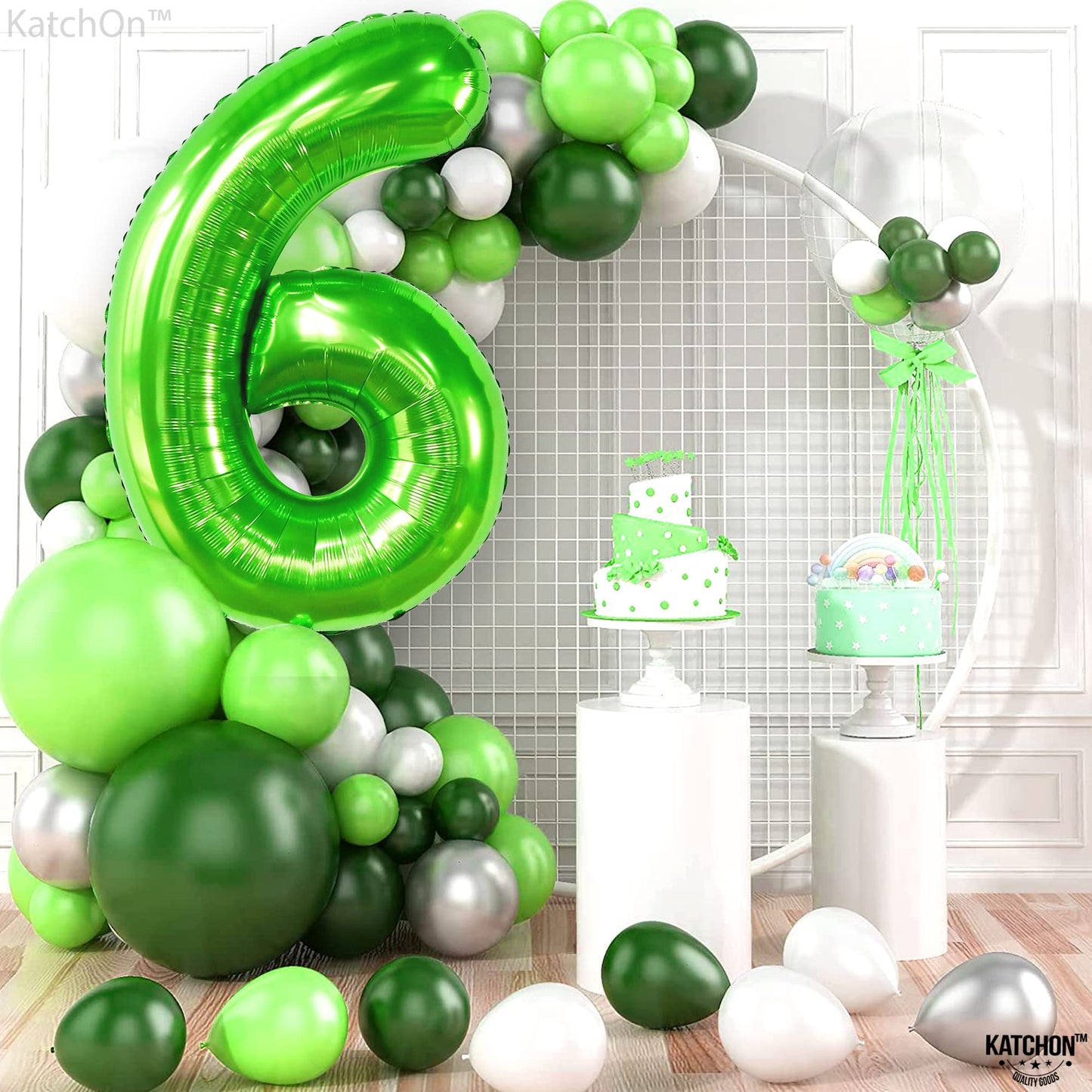 Katchon, Giant Light Green Number 6 Balloon - 40 Inch | 6Th Birthday Balloon For 6Th Birthday Decorations | 6 Balloons For Birthday | Six Balloon Number | 6 Year Old Balloon For 6 Year Decorations