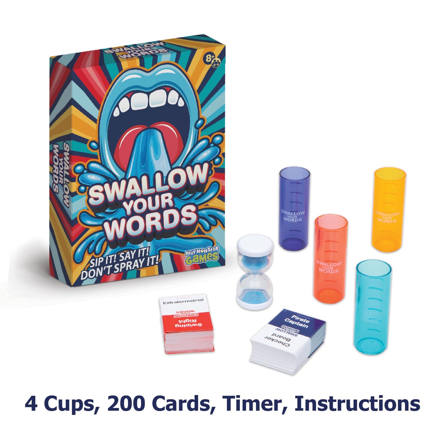 Playmonster Swallow Your Words Card Games - Board Game For Family Game Night, Sip It, Say It, Don'T Spray It, Multiplayer Game,