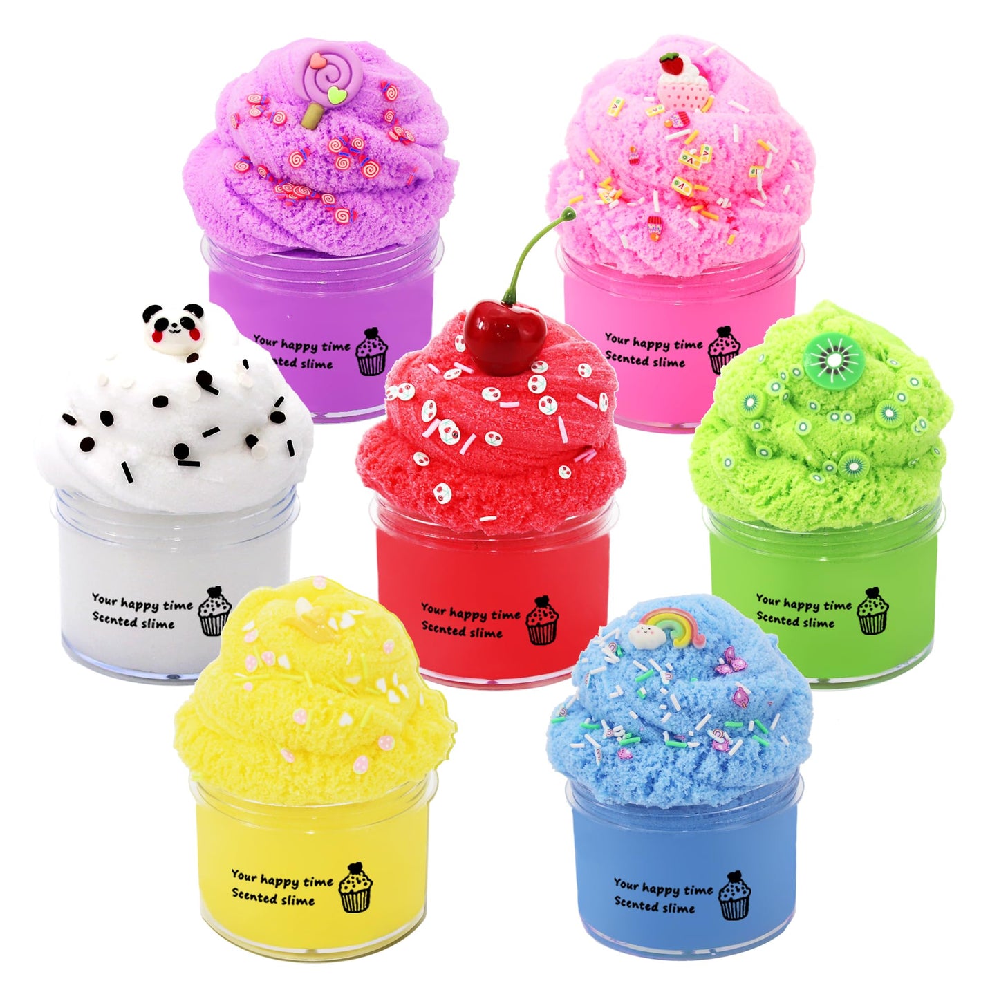 Cloud Slime Kit 7 Pack, Non-Sticky And Super Soft Stress Relief Toy Scented Diy Slime Rainbow Slime For Boys And Girls
