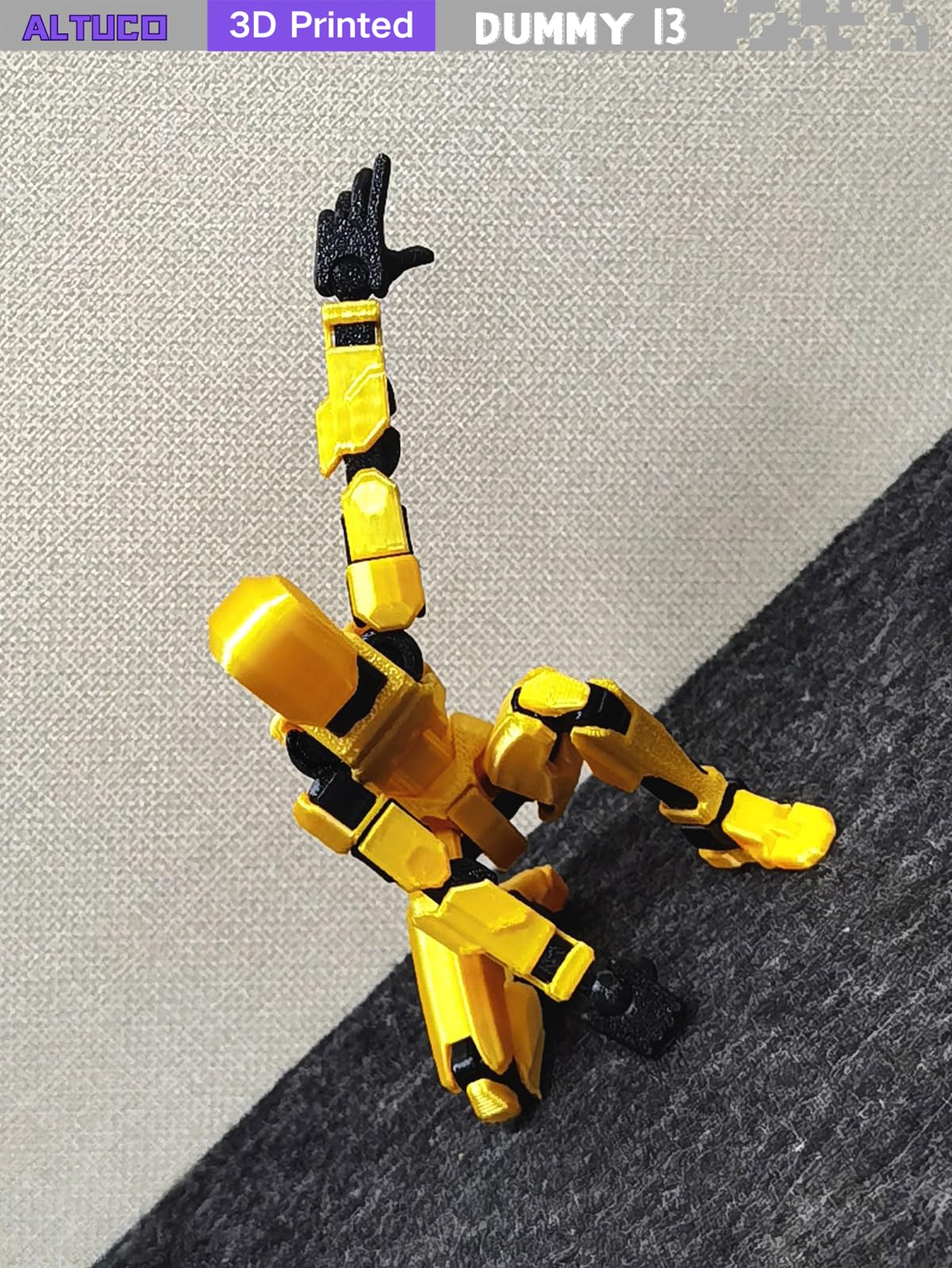 Altuco Assembled T13 Action Figure With Multiple Accessories, Gold 3D Printed Multi-Jointed Titan 13 Figure,Dummy 13 Desktop Dec