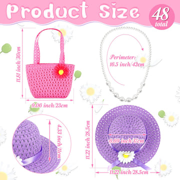 48 Pcs Girls Tea Party Dress Up Playset Includes Toddler Tea Party Gloves And Hat Feather Boa For Kids Dress Up Purses Handheld Fans For Girls Kids Birthdays Easter Party Supplies Accessories