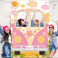 Hippie Bus Photo Prop Groovy Party Decorations Large Fabric Groovy Van Prop Hippie Selfie Frame Backdrop Background Banner Birthday Party Supplies Retro Daisy 60S 70S Party Favors 59 X 39.4 Inch