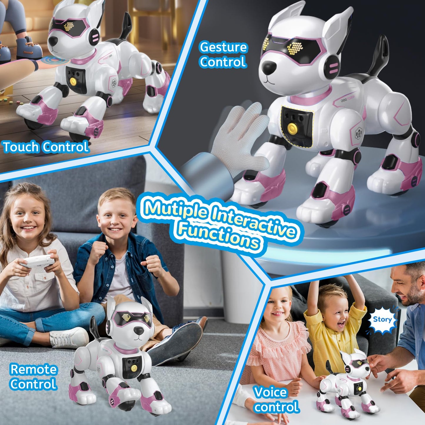 Smart Robots Dog Toy for Kids, Programmable Interactive RC Robotic Pets with Voice Control and Touch Sensory, Imitates Animals M