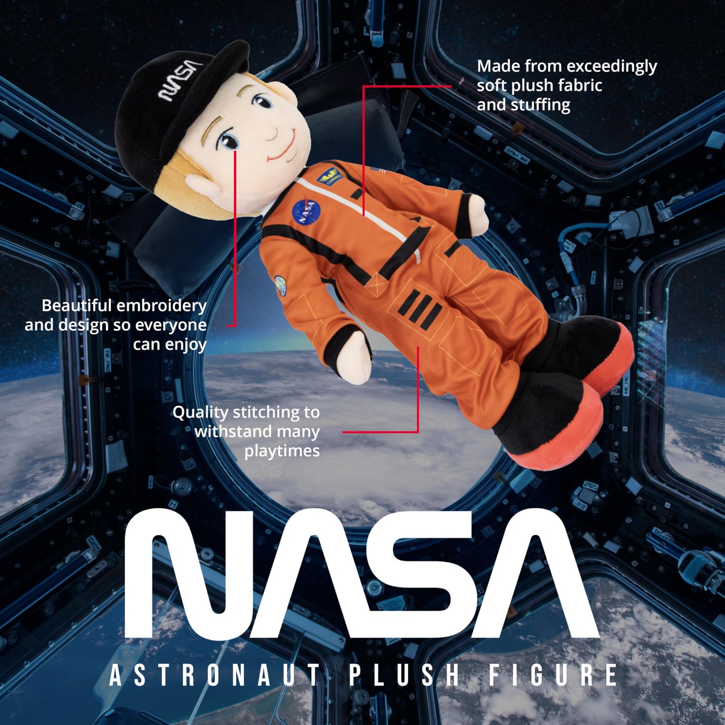 Playtime By Eimmie - 14” Howie Nasa Doll - Soft Baby Doll - Plush Rag Dolls For 2 Year Old Girls & Boys Toddler & Infants - Astronaut Plush Washable Doll - Space Themed Stuffed Toys - Baby Space Toys