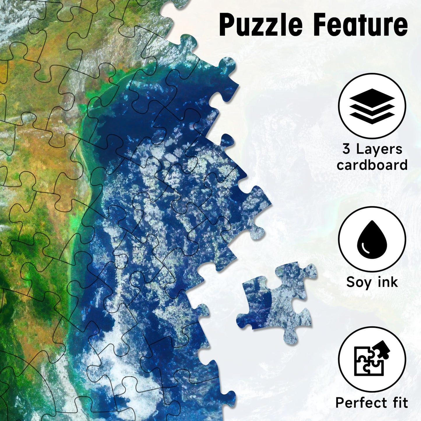 Round Earth Puzzles for mature-themeds 1000 Pieces  NASA Blue Marble View Circle Jigsaw Puzzle with Letters on Back  Challenging Nature Puzzle  enhanced Family Game Decor & Gift
