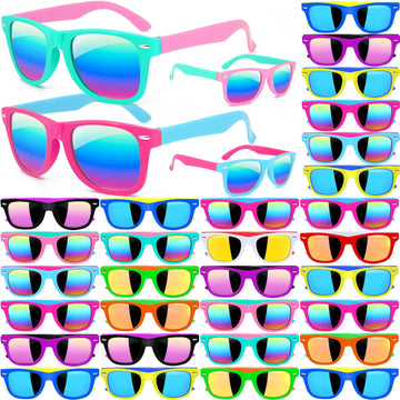 Oleitodh 60 Pcs Kids Sunglasses Bulk,Kids Neon Sunglasses Party Favors With Uv400 Proctection,80S 90S Retro Sunglasses For Boys