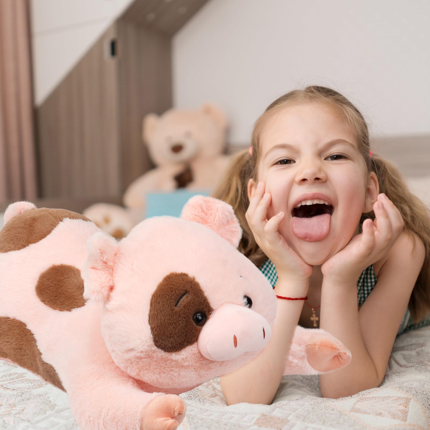 Cudhug Pig Stuffed Animal, Giant 32'' Stuffed Piggy, Large Soft Plush Pig Toy Birthday Holiday Party Gifts For Kids Girls Boys