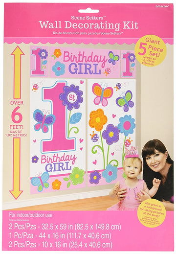 Wall Decorating Kit | 1st Birthday | Girl | Flowers and Butterflies Collection