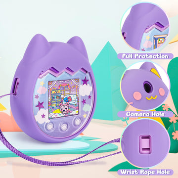 Meetikar Silicone Cover Compatible With Tamagotchi Pix Virtual Pet Game Machine, Tamagotchi Pix Case With Finger Lanyard, Tomaga