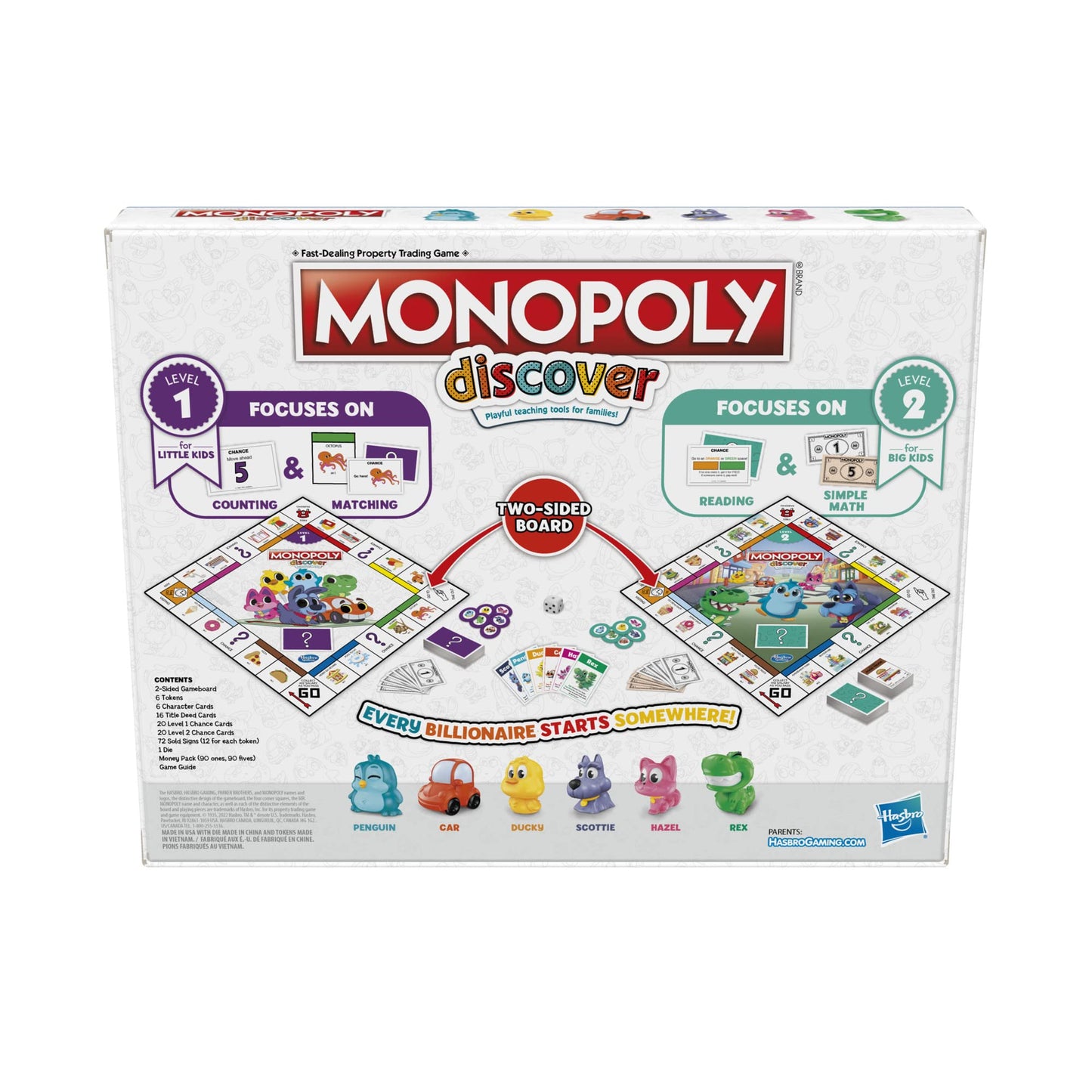 Monopoly Discover Board Game for Kids, 2-Sided Gameboard, 2-4 Players, Fun Family Game, Multicolor, Model F4436